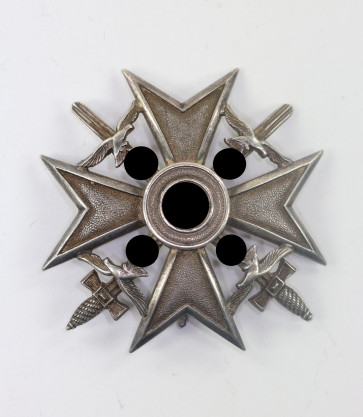 Spanienkreuz in Silber mit Schwertern, Hst. L/12 900, Hugo Schulz - Militaria-Berlin