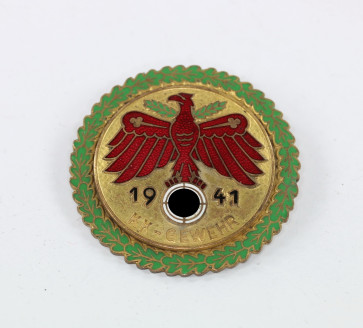 Standschützen Tirol-Vorarlberg, Gaumeisterabzeichen 1941 in Gold mit Eichenlaubkranz "KK-Gewehr" - Militaria-Berlin