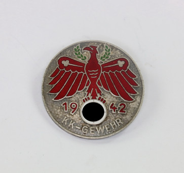 Tiroler Standschützen Abzeichen, KK-Gewehr 1942 in Silber, Hst. O.Poellath Schrobenhausen - Militaria-Berlin