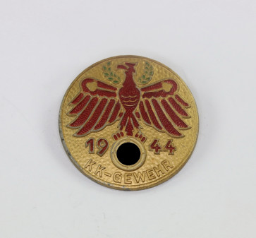 Tiroler Standschützen Abzeichen, KK-Gewehr 1944 in Gold, Hst. O.Poellath Schrobenhausen - Militaria-Berlin