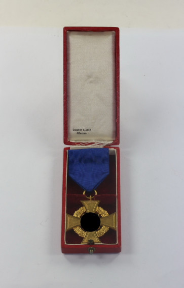  Treudienstehrenzeichen in Gold (40 Jahre), im Etui, Deschler & Sohn München - Militaria-Berlin
