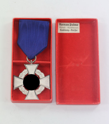  Treudienstehrenzeichen in Silber (25 Jahre), im Etui Roman Palme Metall - Kunstwaren Gablonz - Neiße - Militaria-Berlin