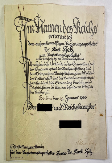 Urkunde original (!) Tinten Unterschrift Adolf Hitler - Militaria-Berlin