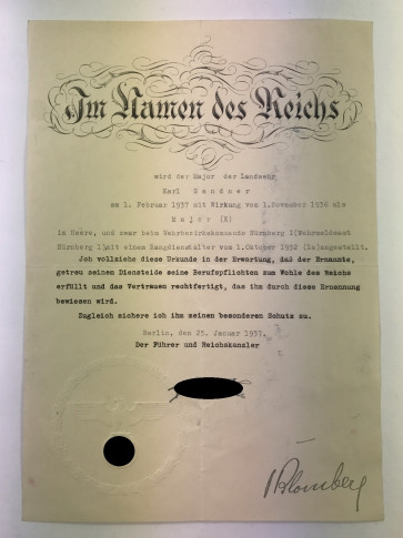 Urkunde, original (!) Unterschrift Adolf Hitler - Militaria-Berlin