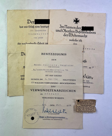 Urkunden Gruppe Armee-Panzerjäger  - Militaria-Berlin