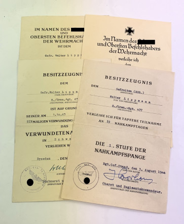 Urkunden Gruppe Grenadier / Nahkampfspange - Militaria-Berlin