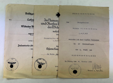 Urkunden Gruppe Nahkampfspange I.R. bzw. G.R. 412 - Militaria-Berlin