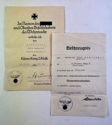Urkunden Gruppe Panzer-Regiment 6  - Militaria-Berlin