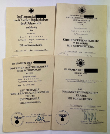 Urkunden Gruppe Panzer Jäger - Militaria-Berlin