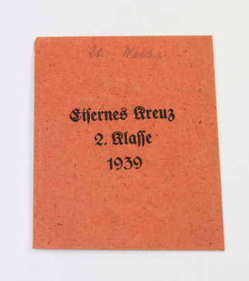 Verleihungstüte Eisernes Kreuz 2. Klasse 1939, Berg & Nolte, orange Tüte - Militaria-Berlin
