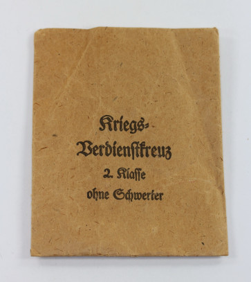 Verleihungstüte Kriegsverdienstkreuz 2. Klasse, Friedrich Orth - Militaria-Berlin