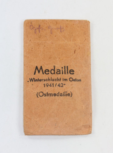 Verleihungstüte Ostmedaille, Friedrich Keller Oberstein - Militaria-Berlin