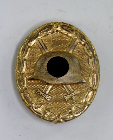 Verwundetenabzeichen in Gold 1939, Hst. 30 (Hauptmünzamt Wien), breite Nadel (!), renazifiziert (!) - Militaria-Berlin