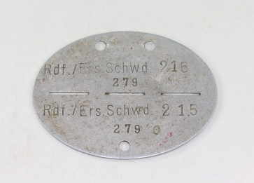 Wehrmacht Heer, Erkennungsmarke Rdf./ Ers. Schwd. 215 (Radfahr Ersatz Schwadron 215) - Militaria-Berlin