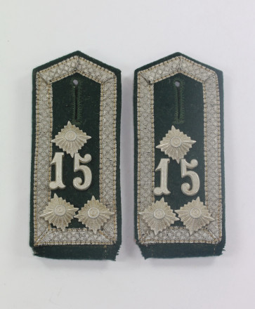  Wehrmacht Heer, Paar Schulterklappen Stabsfeldwebel, Infanterie-Regt. Nr. 15 - Militaria-Berlin