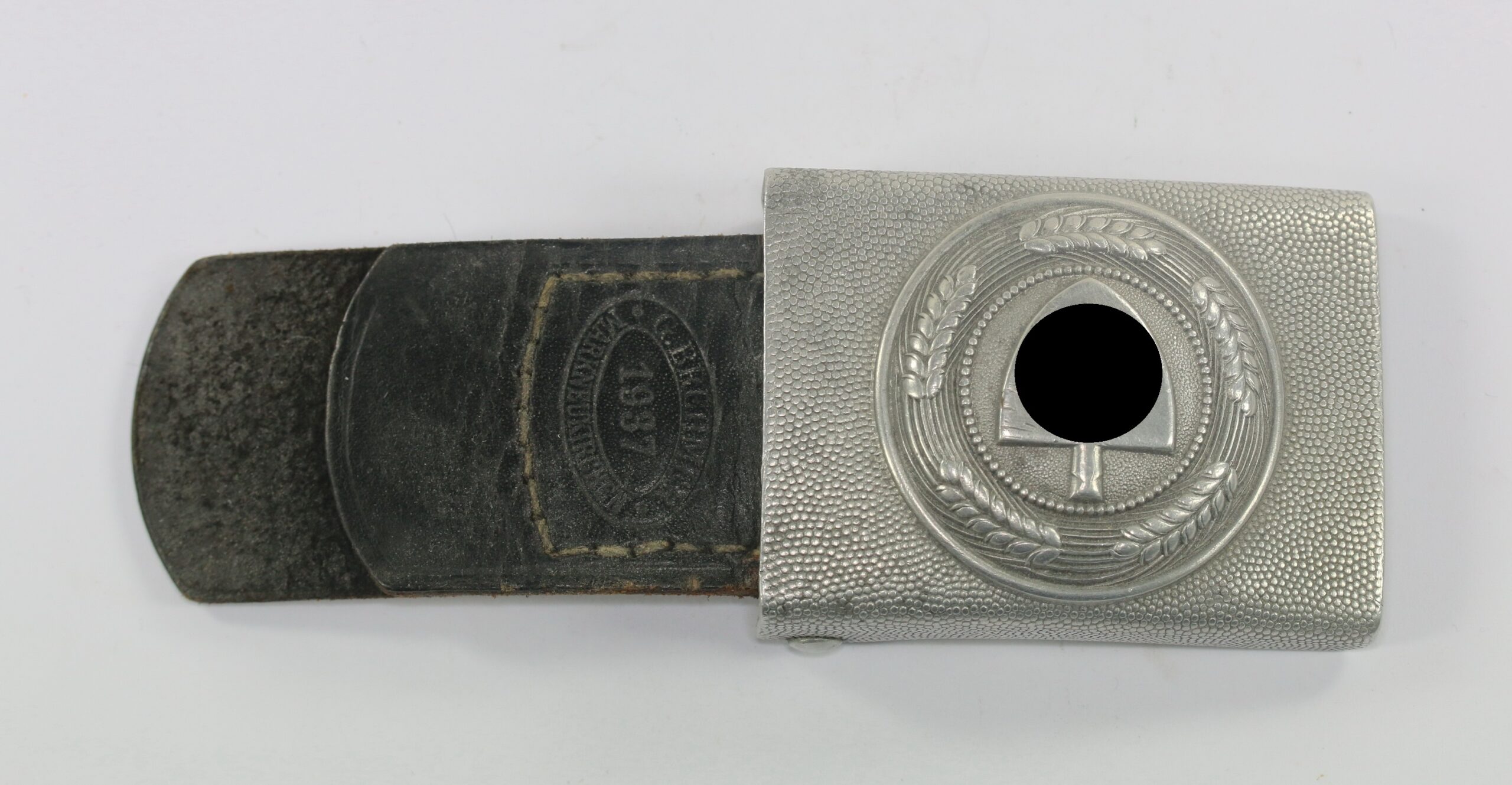 Reichsarbeitsdienst (RAD), Koppelschloß für Mannschaften, Hst. GB 37 (G. Brehmer Markneukirchen) (1) Reichsarbeitsdienst (RAD), Koppelschloß für Mannschaften, Hst. GB 37 (G. Brehmer Markneukirchen) – Bild 1