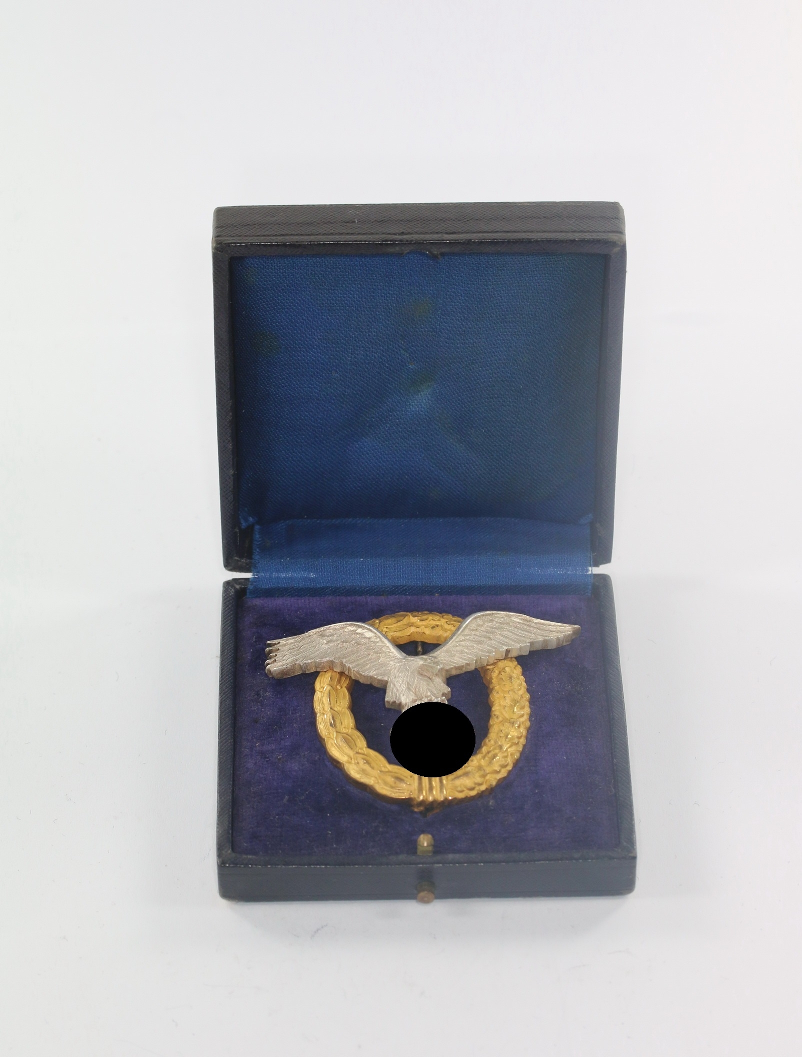  Flugzeugführer- und Beobachterabzeichen (Doppelabzeichen), Friedrich Linden (FLL) 1. Modell (!), im Etui – Bild 1