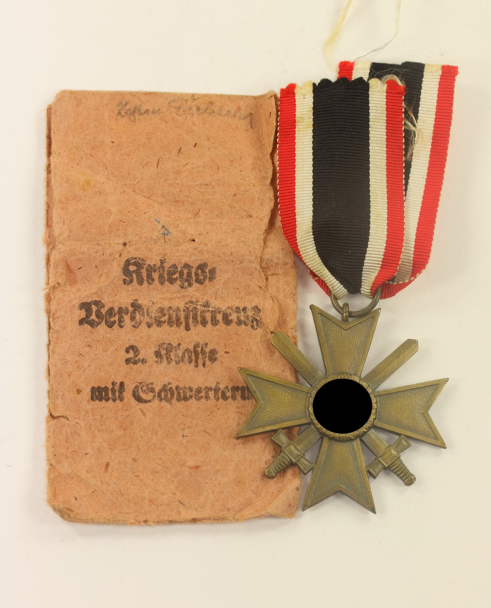 _kriegsverdienstkreuz_2 Kriegsverdienstkreuz 2. Klasse mit Schwertern, Hst. 10, in Verleihungstüte Förster & Barth Pforzheim – Bild 1