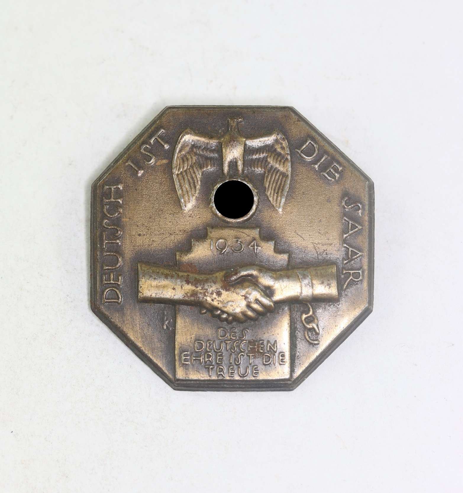 Abzeichen, Deutsch ist die Saar 1934 - Des Deutschen Ehre ist die Treue – Bild 1
