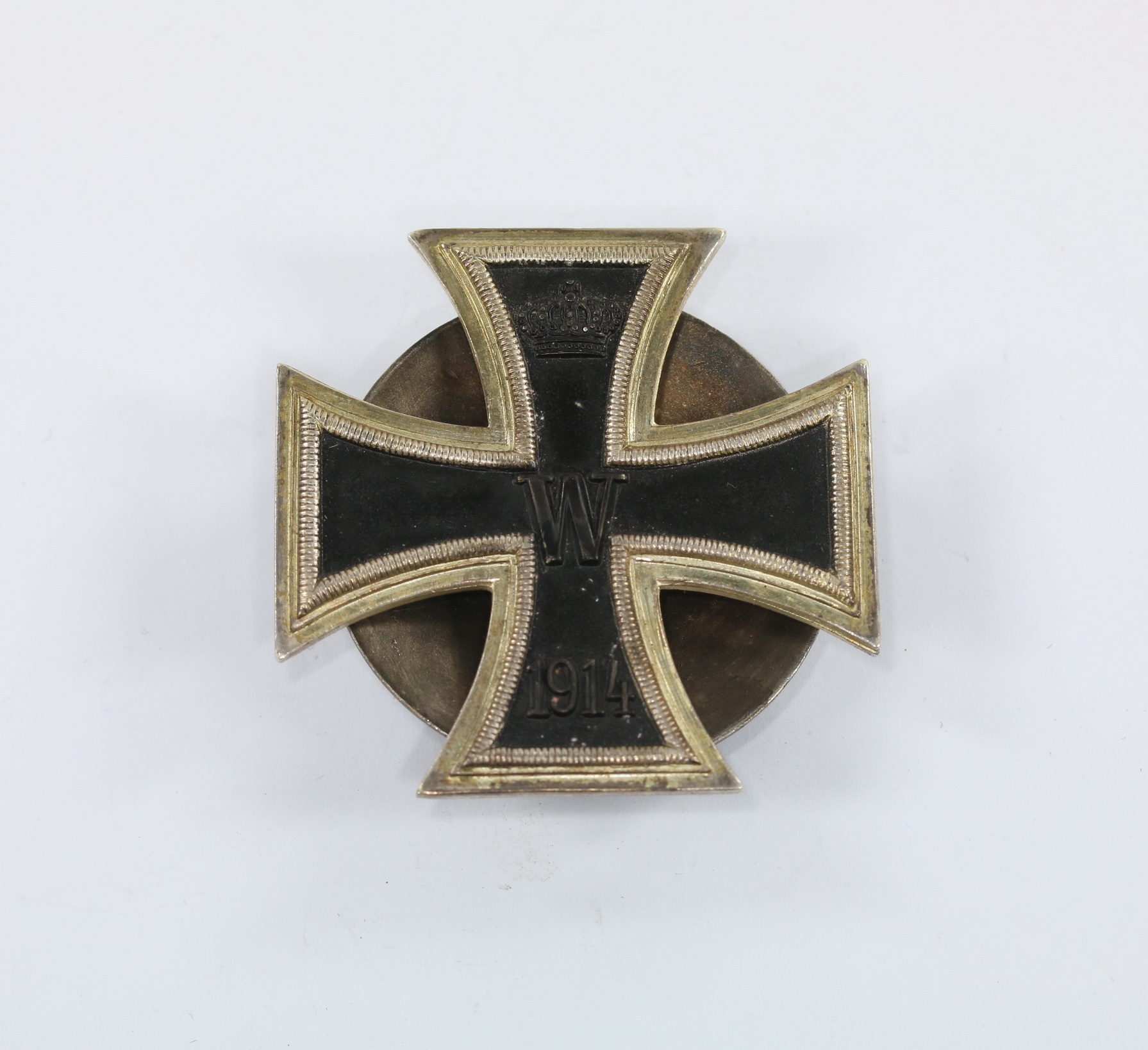 Eisernes Kreuz 1. Klasse 1914, Schickle, einteilig, nicht magnetisch, an Scheibe und Mutter – Bild 1