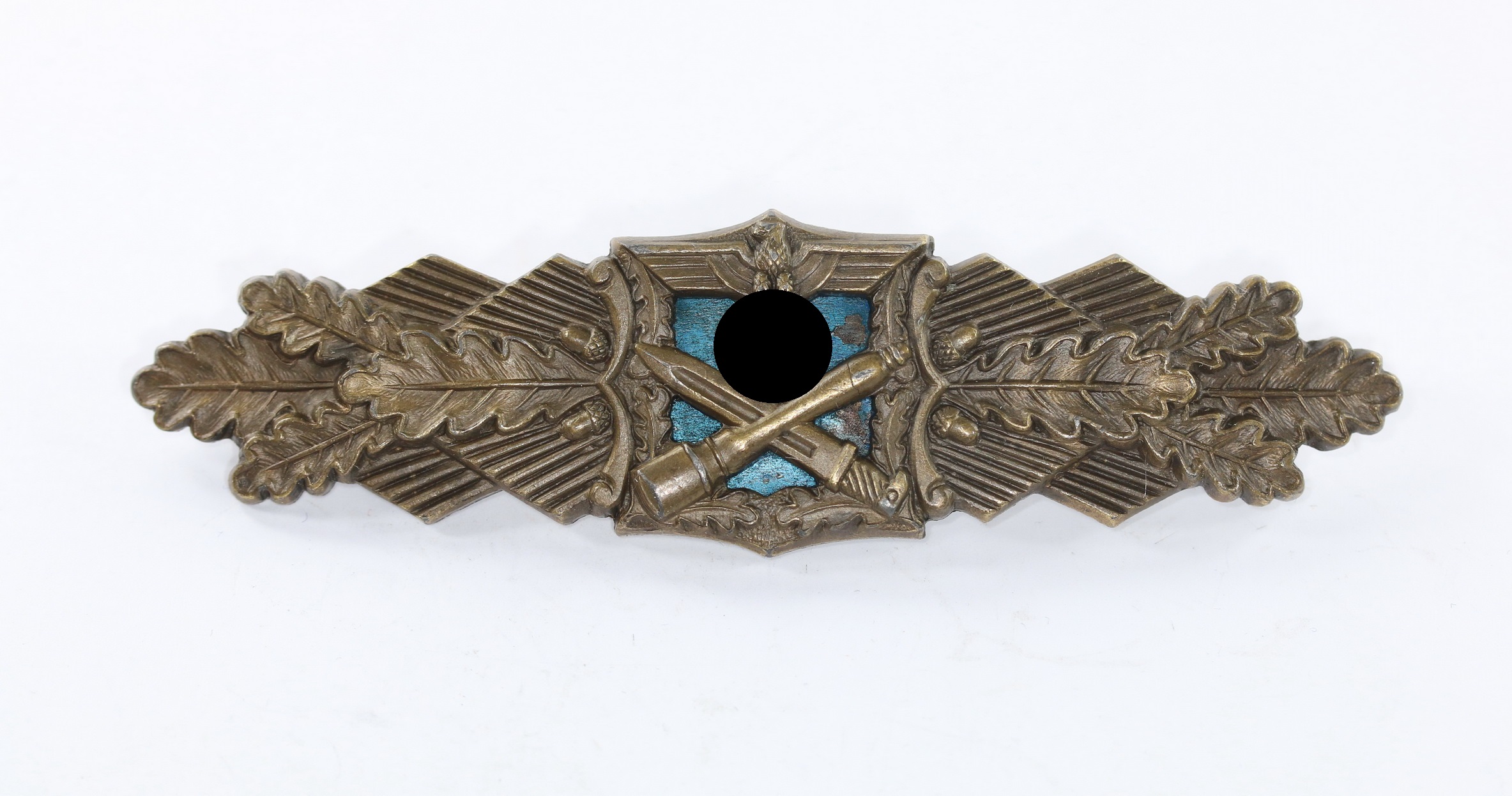 img_9595_bildgr_e_ndern_1_1 Nahkampfspange in Bronze, Hst. A.G.M.u.K., blaue Platte (!) – Bild 1