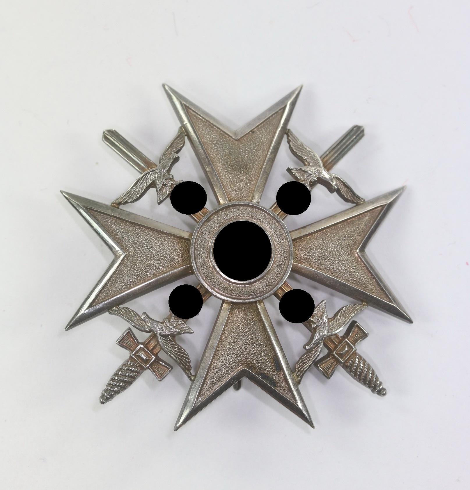 Spanienkreuz in Silber mit Schwertern, Hst. Meybauer (Wappen) 900 – Bild 1