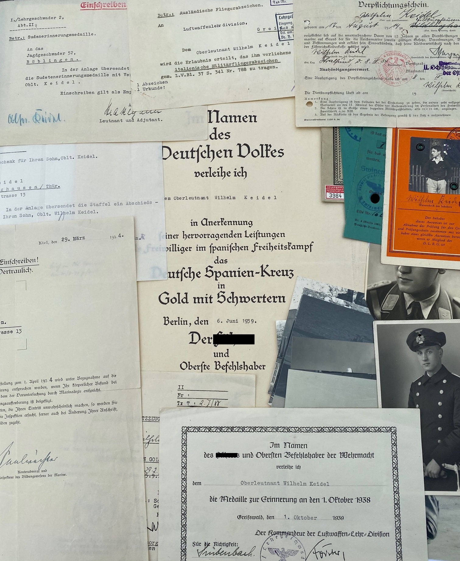Nachlass Staffelkapitän J.G. 52, Oberleutnant Wilhelm Keidel Spanienkreuz in Gold – Bild 1