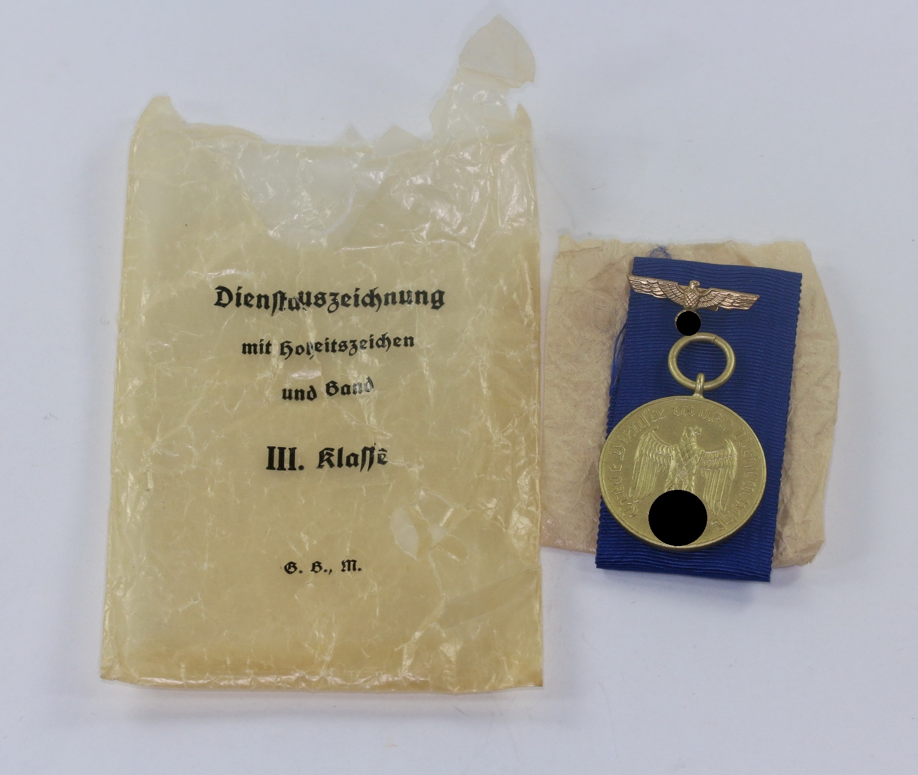  Wehrmachtsdienstauszeichnung III. Klasse (8 Jahre), in Cellophan Verleihungstüte – Bild 1