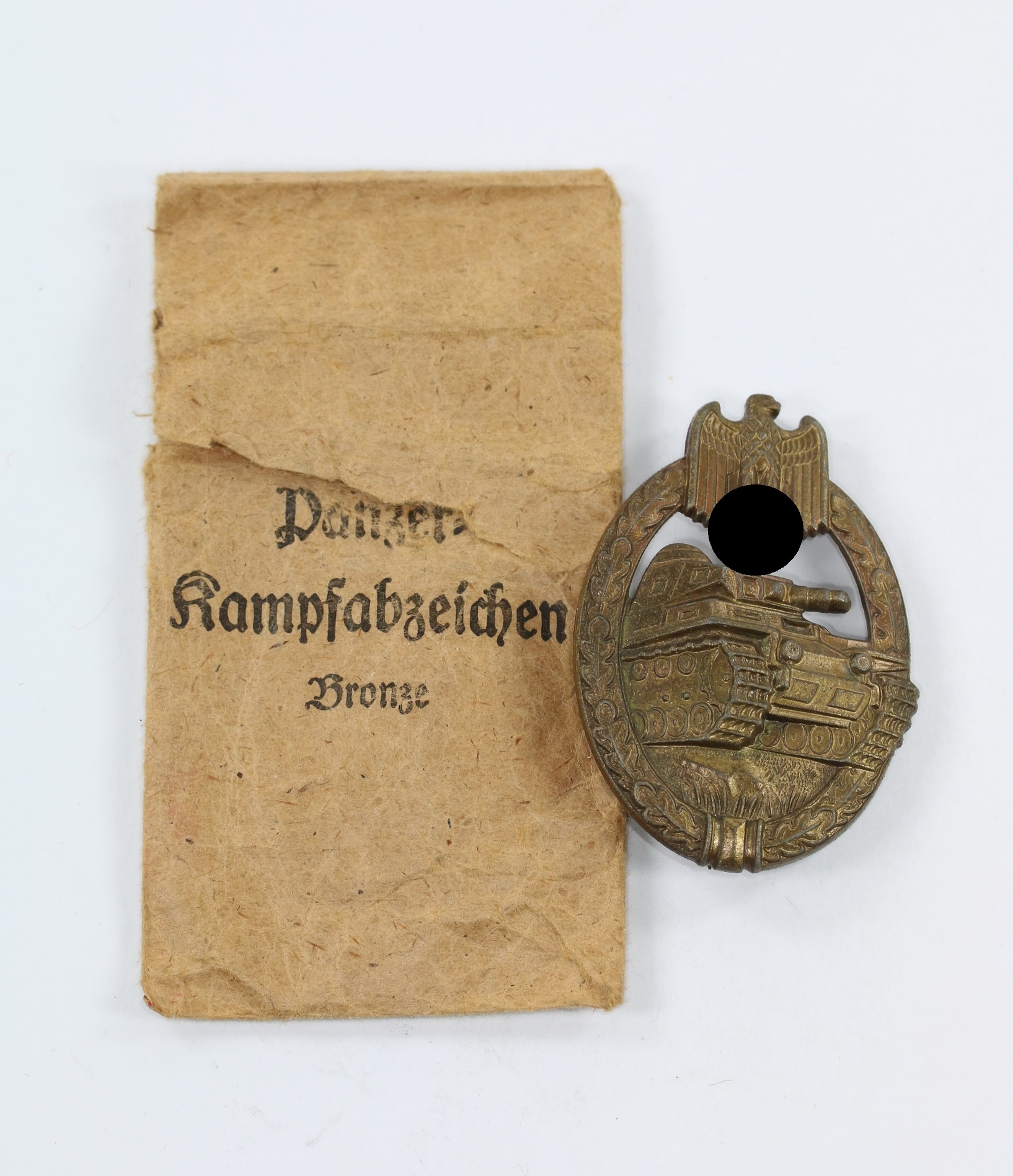 Panzerkampfabzeichen in Bronze, Steinhauer & Lück, in Verleihungstüte (!) – Bild 1