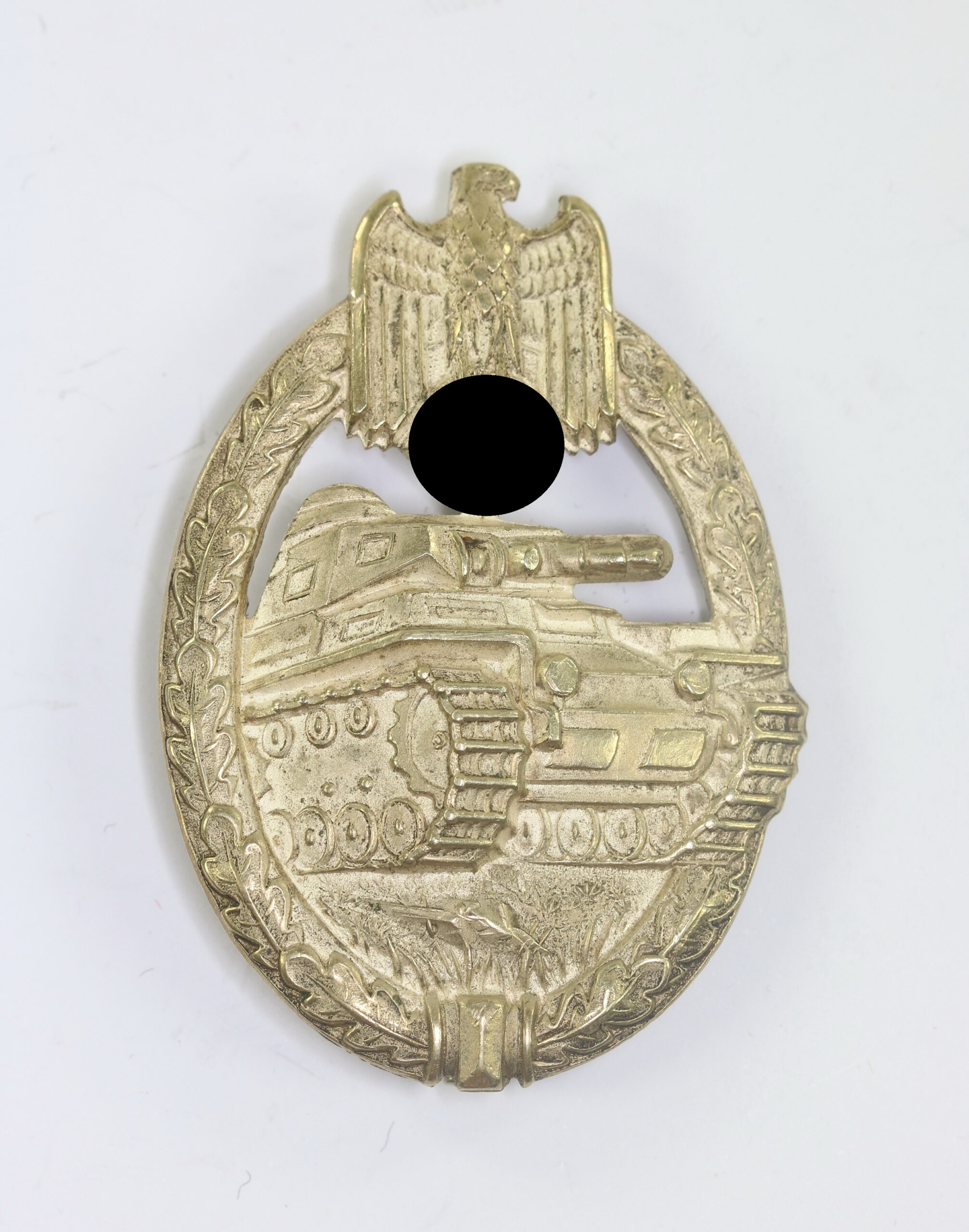 Panzerkampfabzeichen in Silber, C.E. Juncker, Neusilber, Porsche Variante Typ 1.1.2a (!) – Bild 1