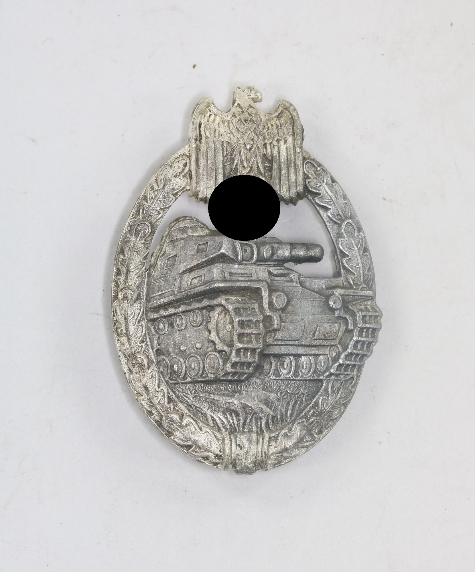 Panzerkampfabzeichen in Silber, Hst. A (Assmann & Sohn, Lüdenscheid), Zink – Bild 1