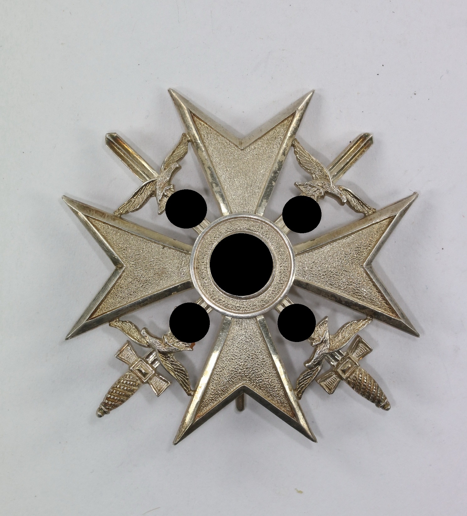 Spanienkreuz in Silber mit Schwertern, Hst. Meybauer (Wappen) 900 – Bild 1