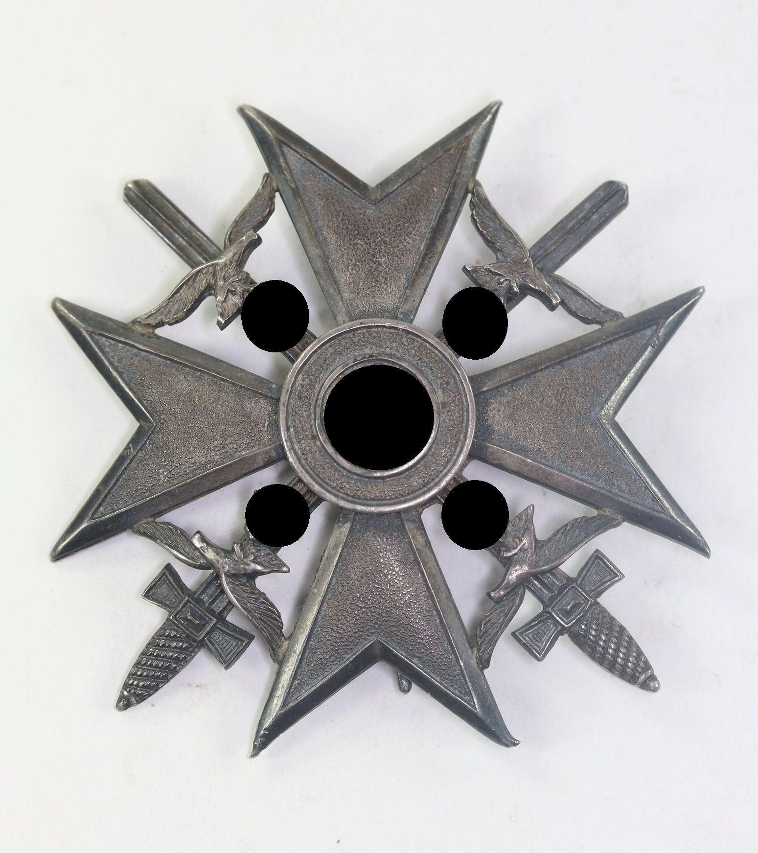 Spanienkreuz in Silber mit Schwertern, Hst. Meybauer (Wappen) 900 – Bild 1