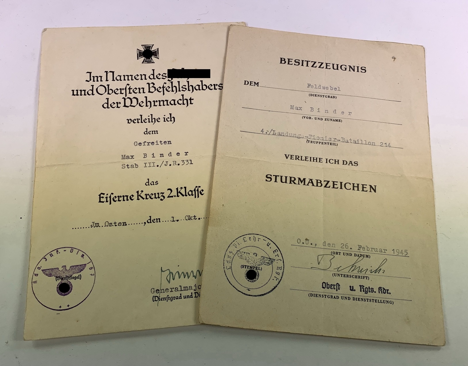 urkunden_landungspionierbataillion_1__1 Urkunden Landungs-Pionier-Bataillion – Bild 1