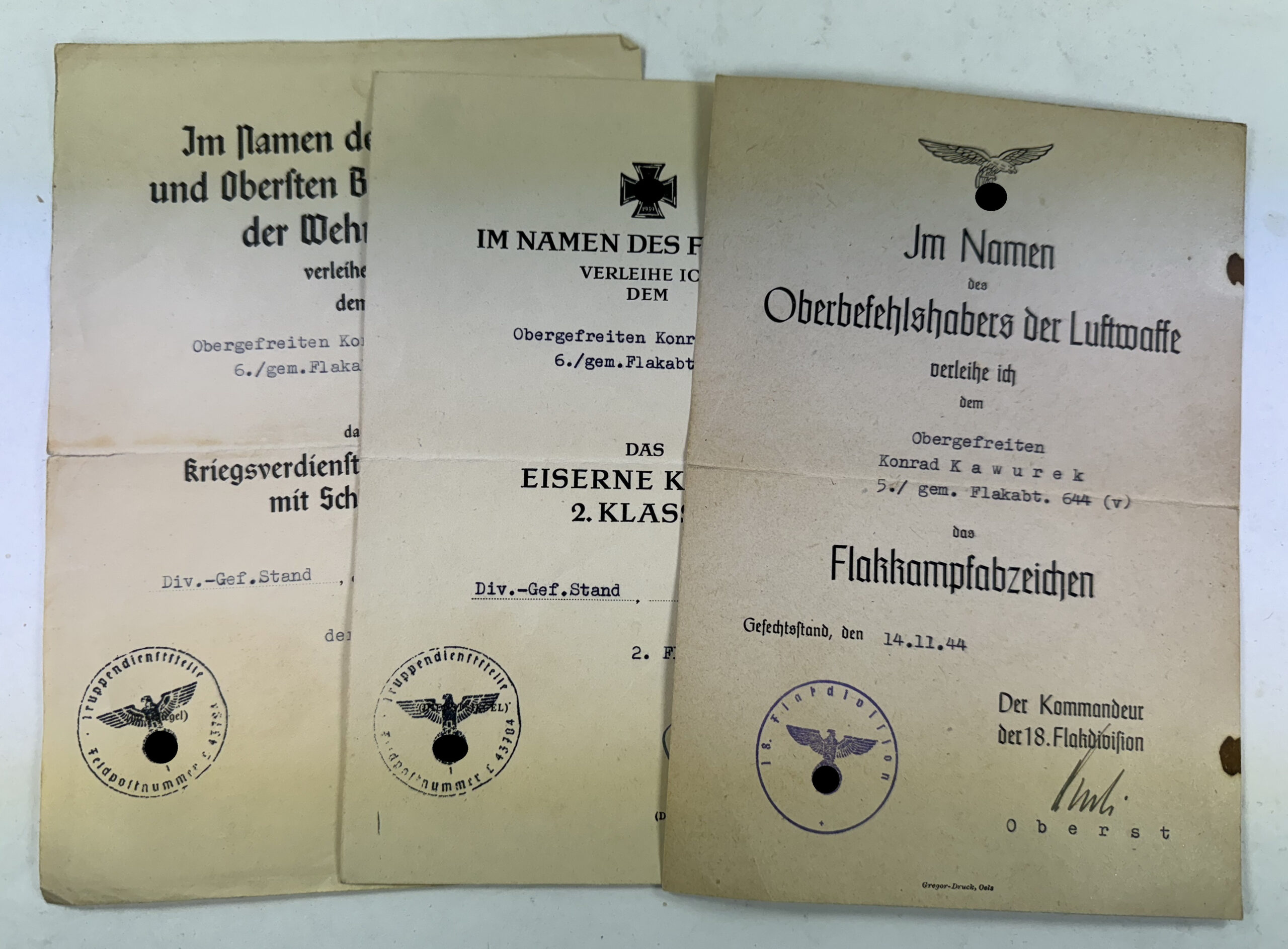 urkunden_nachlass_luftwaffe_gemischte_flakabteilung_214_644_1__1 Urkunden Nachlass Luftwaffe Gemischte Flakabteilung 214 / 644 – Bild 1