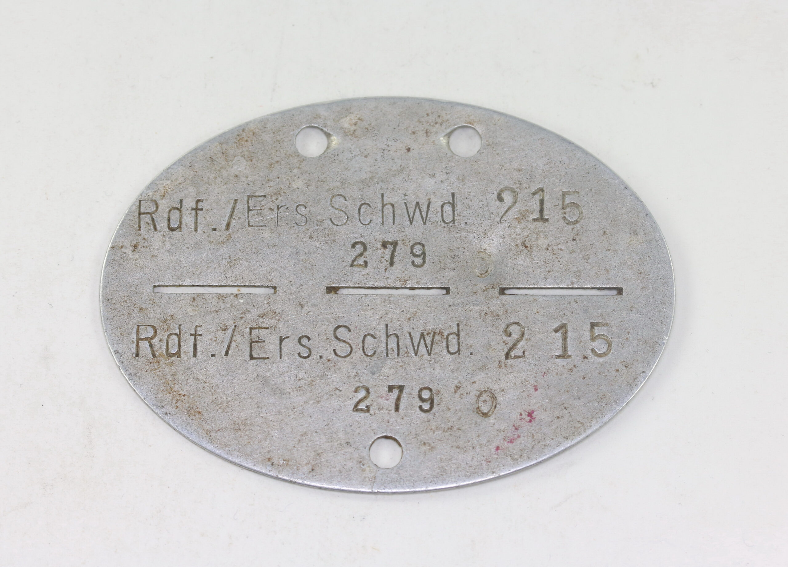 Wehrmacht Heer, Erkennungsmarke Rdf./ Ers. Schwd. 215 (Radfahr Ersatz Schwadron 215) – Bild 1