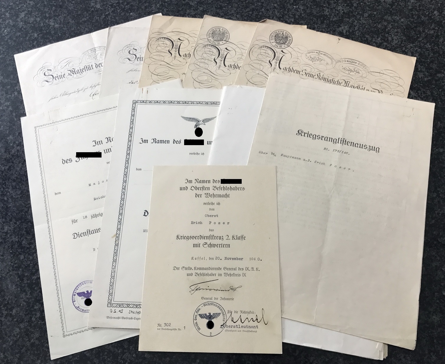 1_1_5 Urkunden Nachlass Oberst Erich Poser – Bild 1