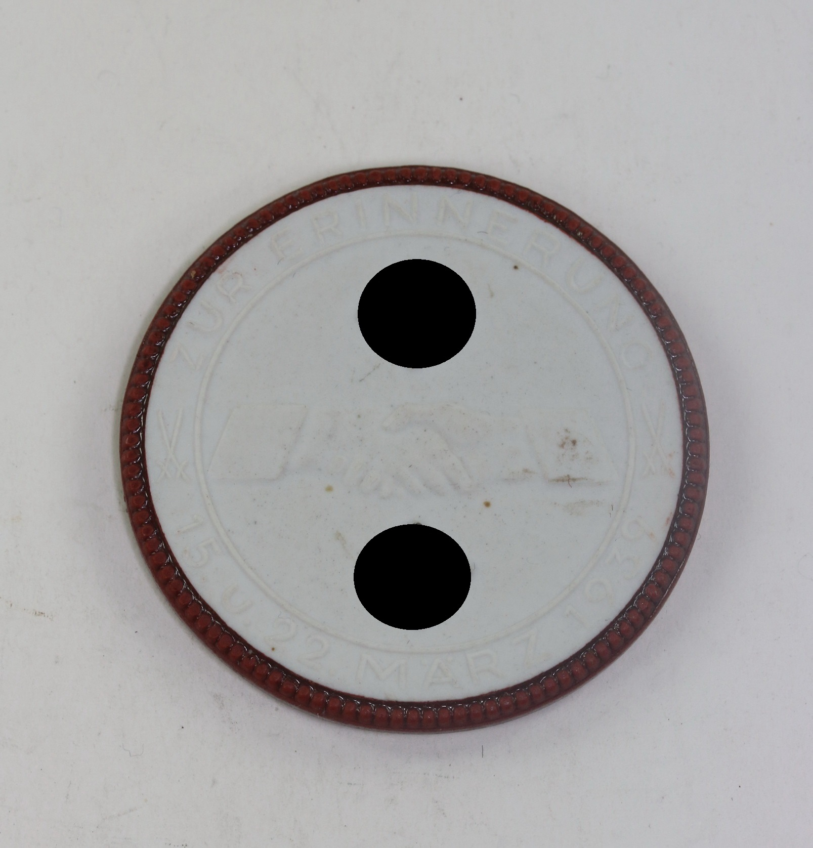  Meissen Plakette, Zur Erinnerung 15. u. 22. März 1939 - Ein Volk ein Reich ein Führer – Bild 1