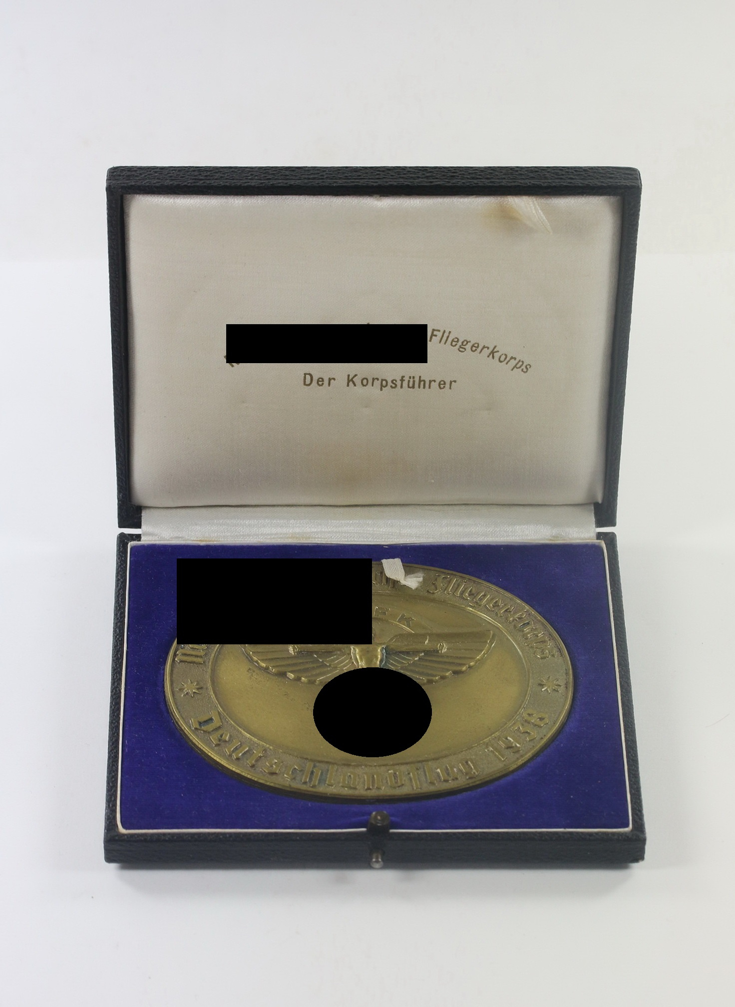  Nationalsozialistisches Fliegerkorps (NSFK), Plakette "Deutschlandflug 1938", mit Etui – Bild 1