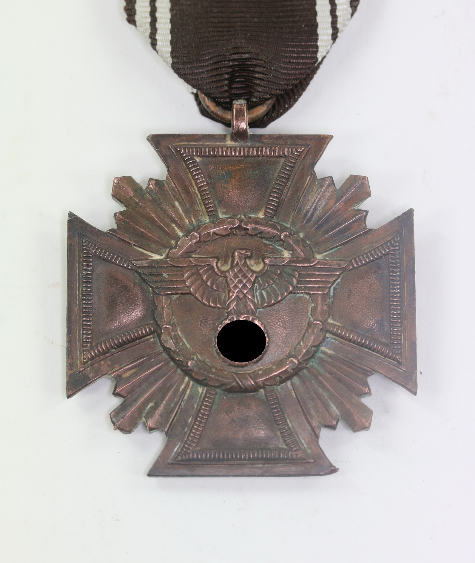 _nsdap_dienstauszeichnung_in_bronze_hst NSDAP Dienstauszeichnung in Bronze, Hst. 21, Cupal (!), flach, Für Treue für Führer und Volk – Bild 1