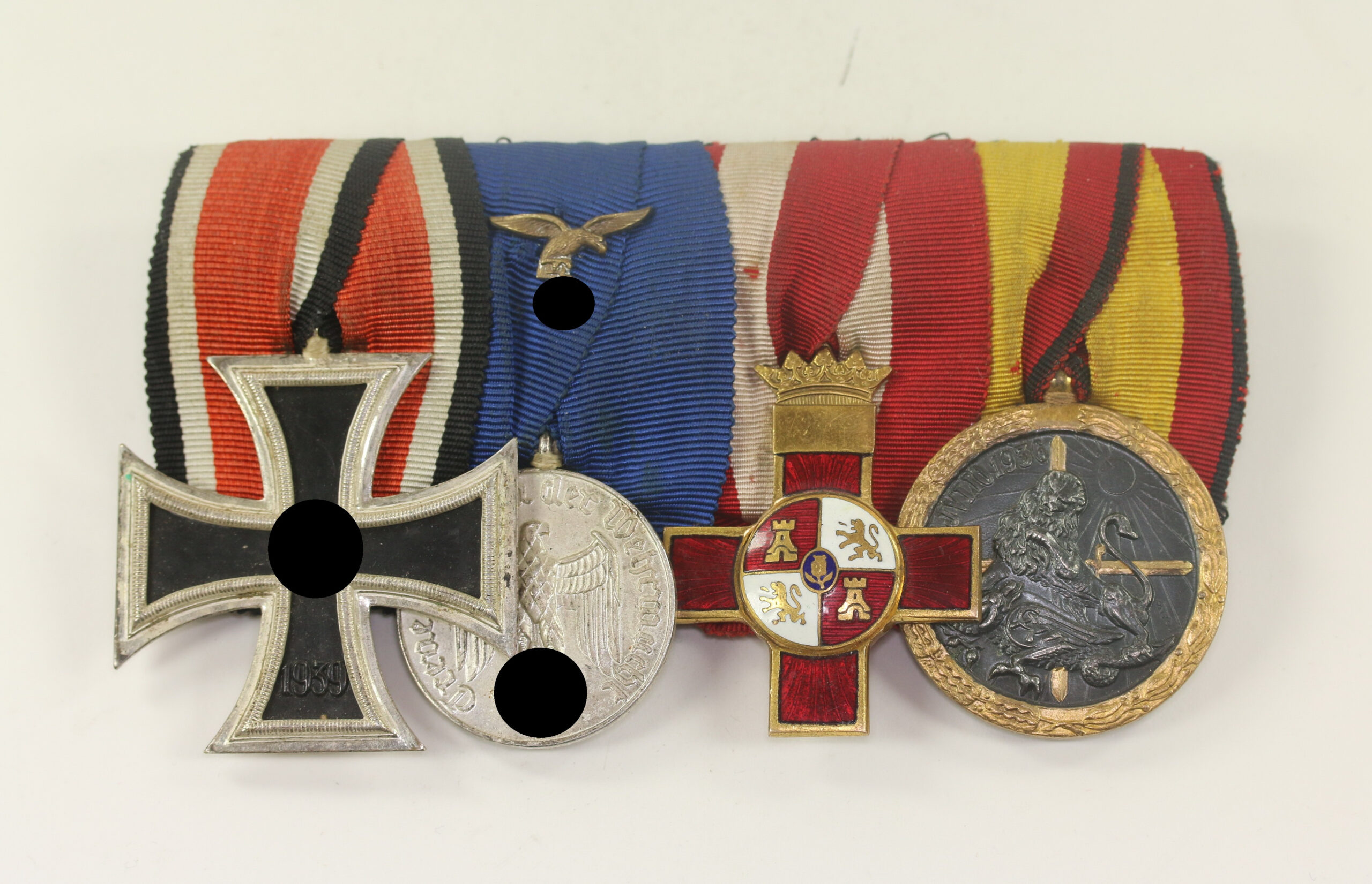  Ordensschnalle 4X Legion Condor - Schinkel EK-2, Mit Metall Rtikette Stempel Reich Breslau I Ring 55 – Bild 1