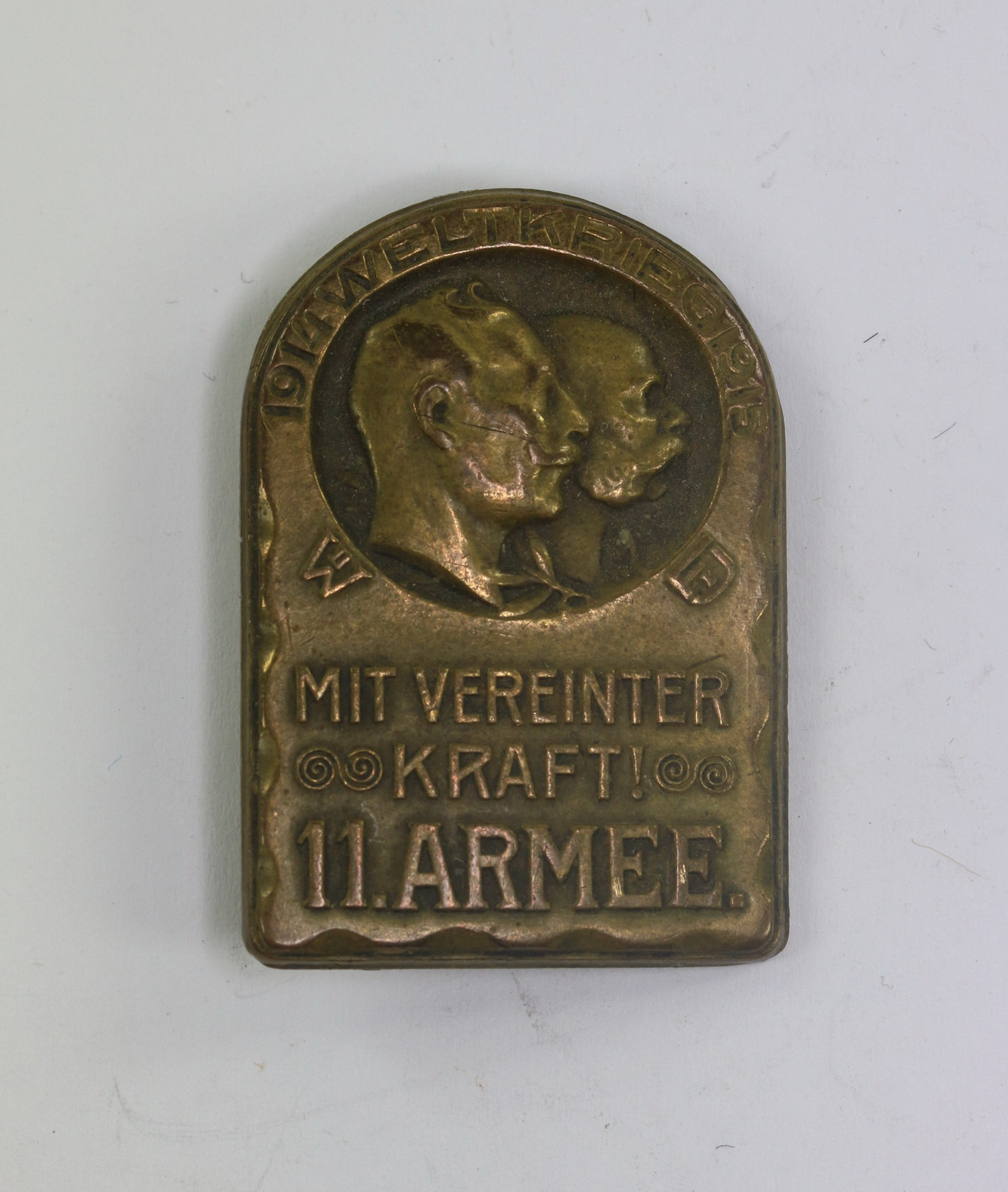 _sterreich_k Österreich (K.u.K.), Kappenabzeichen Weltkrieg 1914 1915 Mit vereinter Kraft 11. Armee – Bild 1