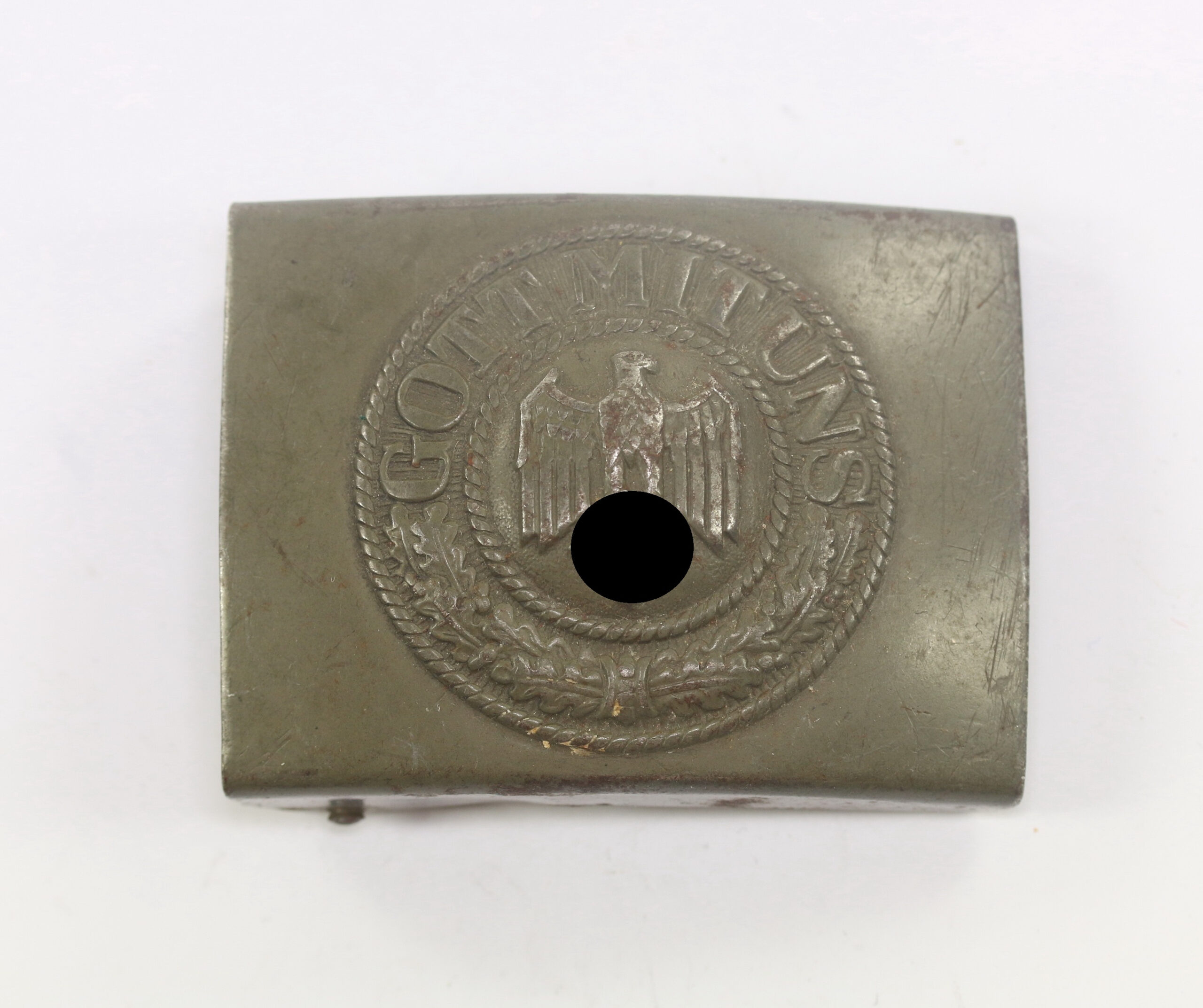  Wehrmacht Heer, Koppelschloss für Mannschaften, N & H 40 (Noelle & Hueck 1940) - Gott Mit Uns – Bild 1