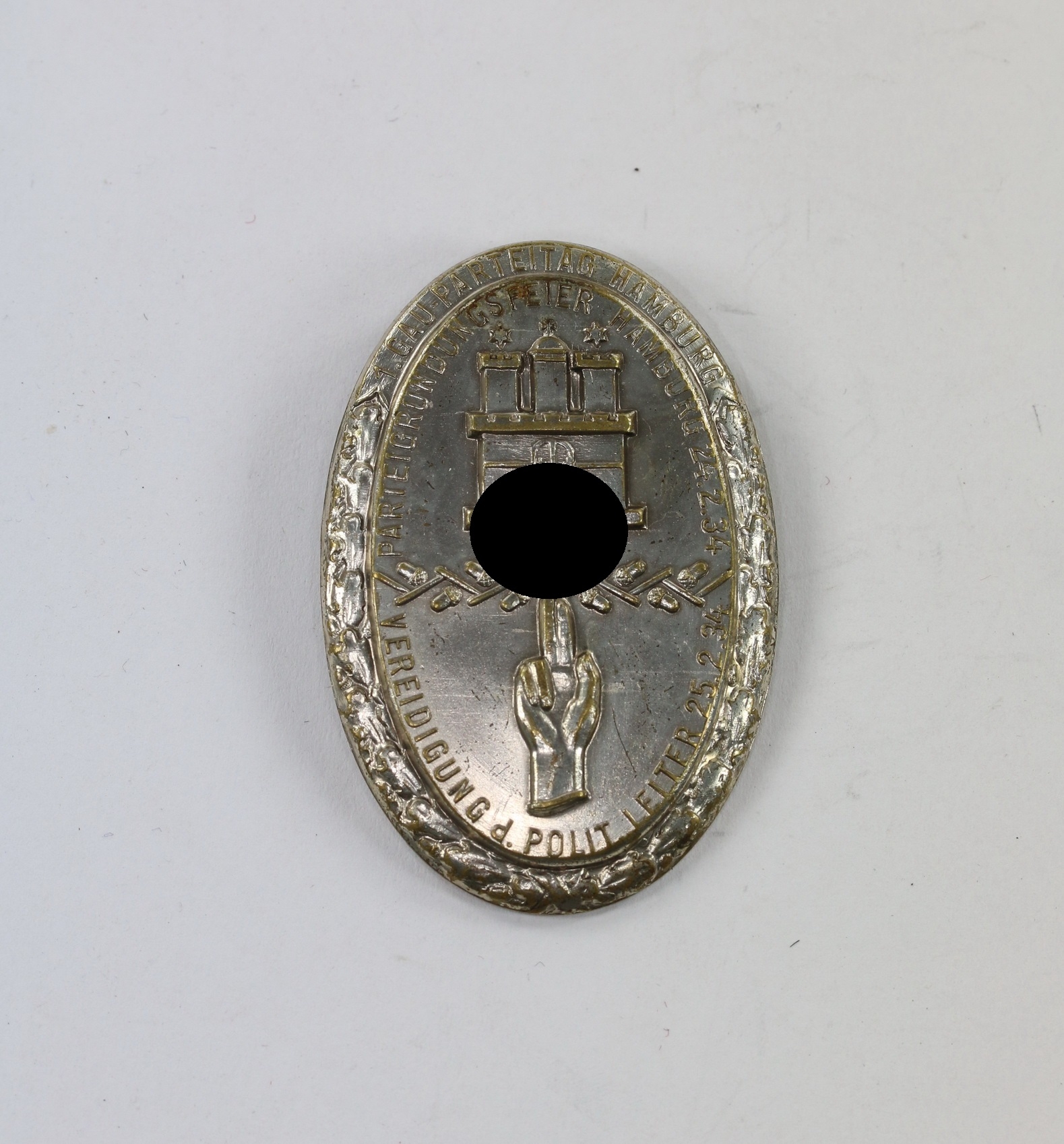  Abzeichen, 1. Gau Parteitag Hamburg Parteigründungsfeier Hamburg 24.2.34 Vereidigung d. Polit. Leiter 25.2.34 – Bild 1