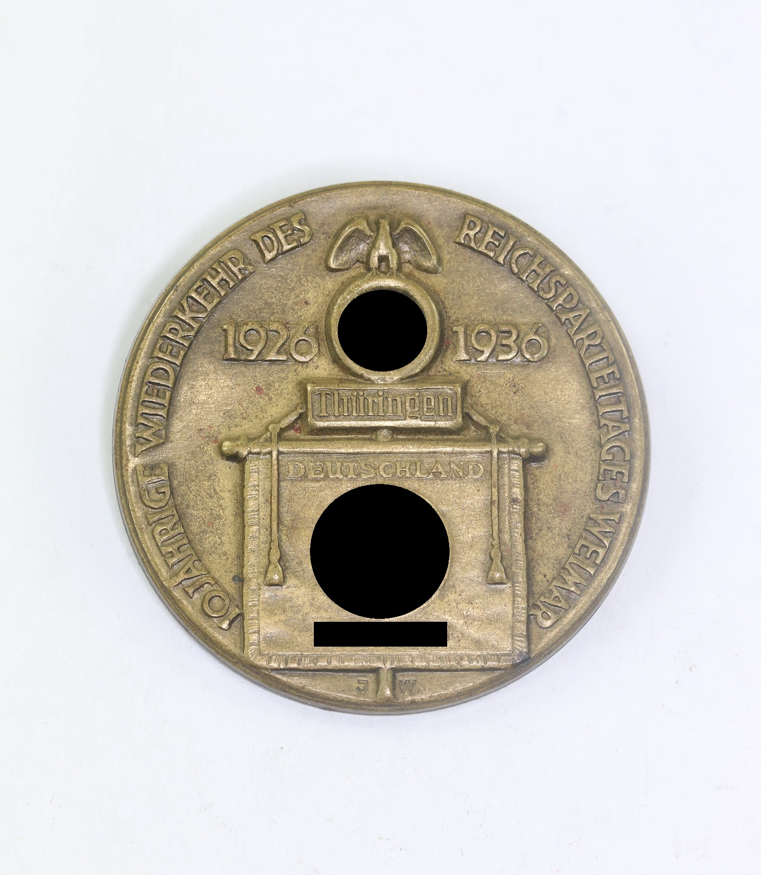 Abzeichen, 10 Jährige Wiederkehr des Reichsparteitages Weimar 1926 1936, Hst. G. Danner Mühlhausen Thür. – Bild 1