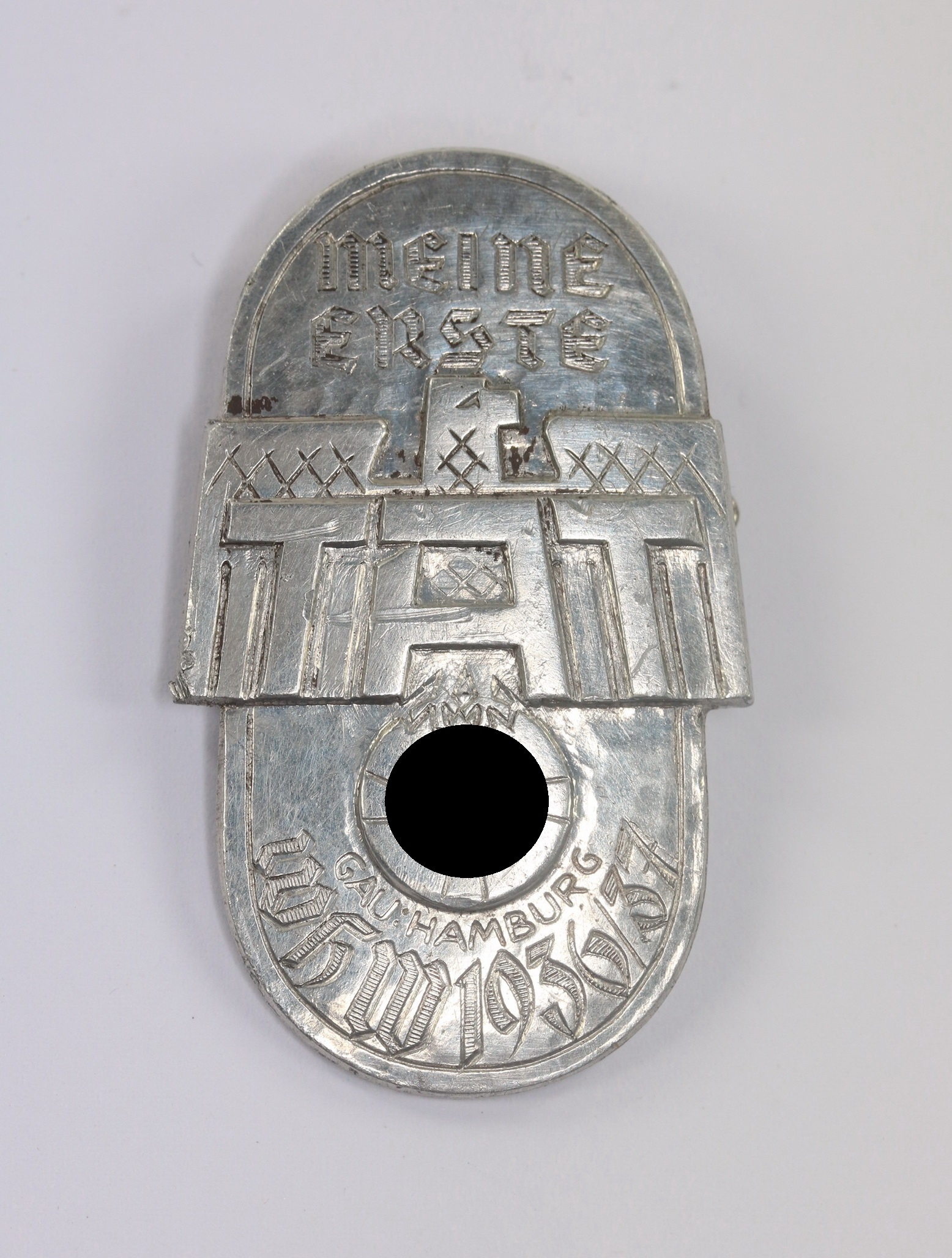 Abzeichen, Meine erste Tat WHW 1936/37 Gau Hamburg, Hst. Carl Wild Hamburg – Bild 1