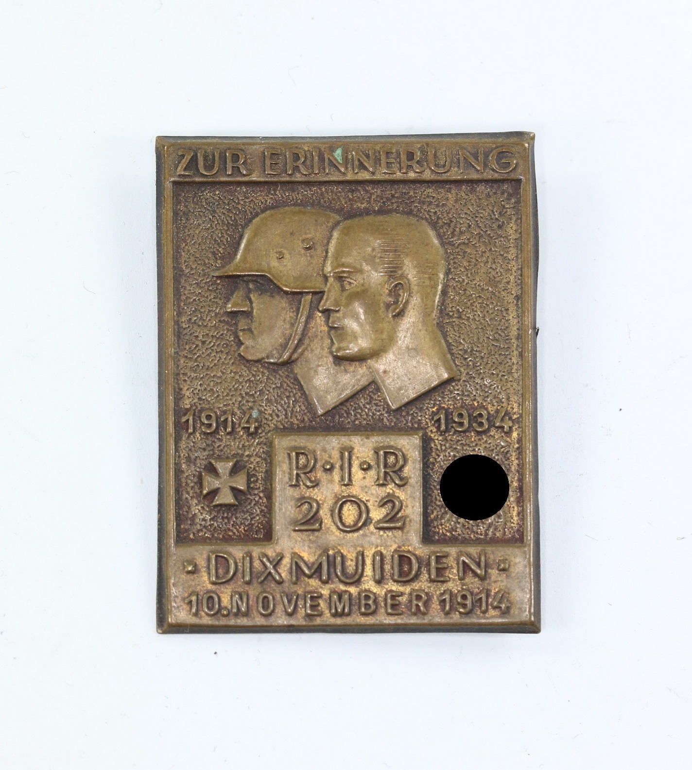 Abzeichen, "Zur Erinnerung R.I.R. 202 1914 1934 Dixmuiden 10, November 1914" – Bild 1