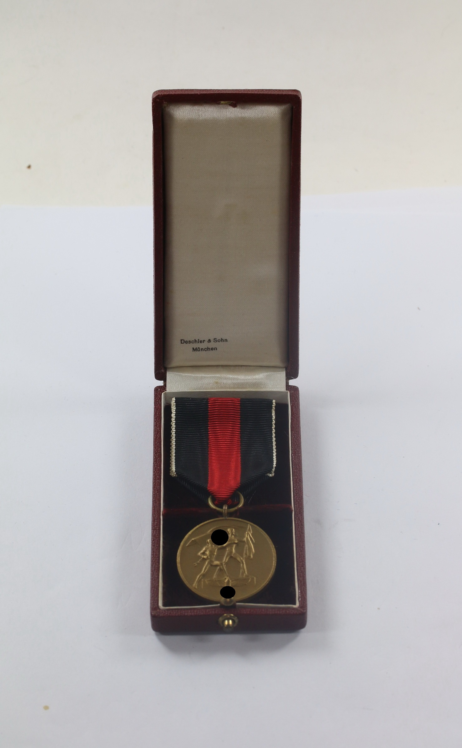  Anschlußmedaille Sudetenland (1. Oktober 1938), im Etui Deschler & Sohn München – Bild 1