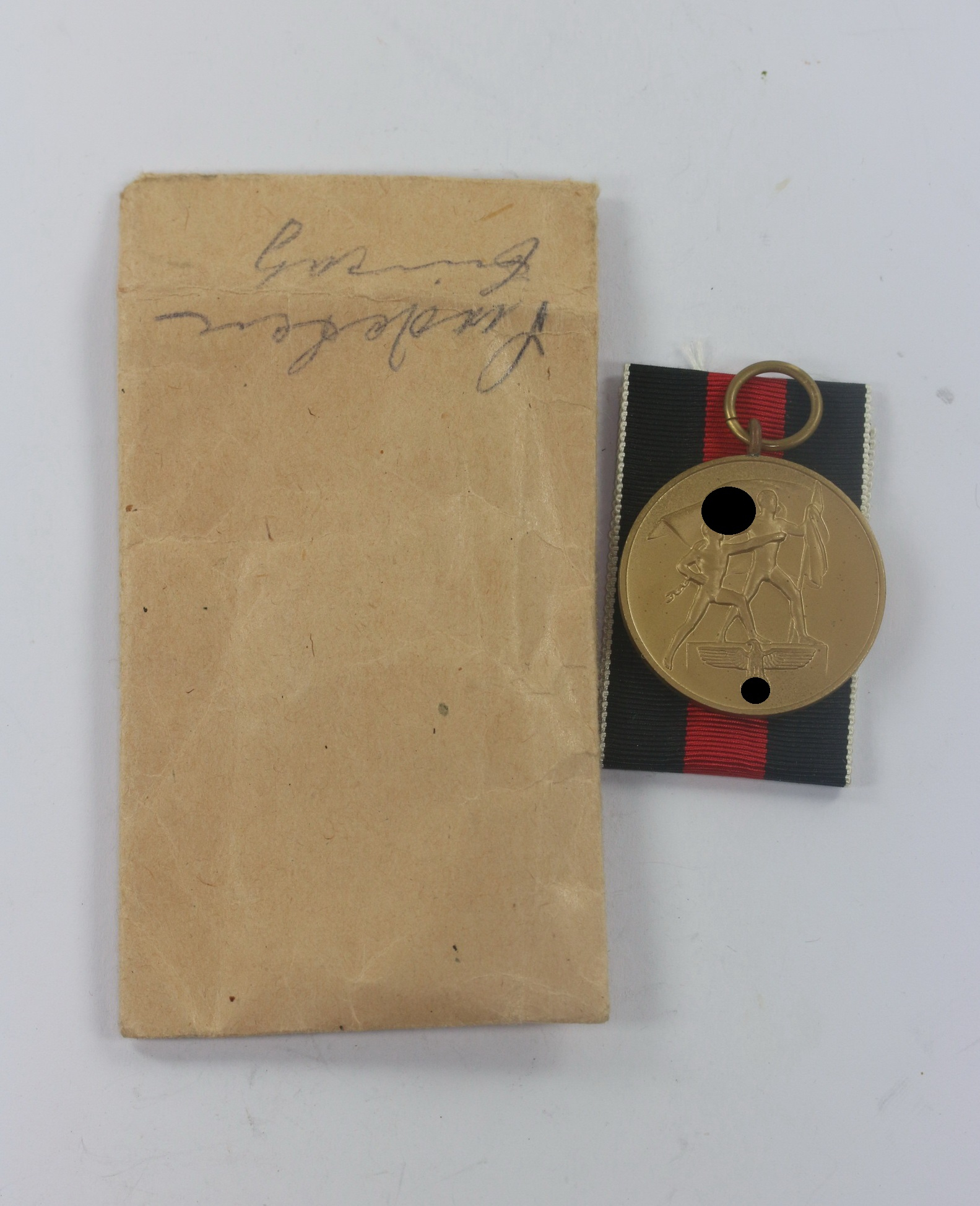 Anschlußmedaille Sudetenland, in Verkaufstüte Katz & Deyhle, Pforzheim – Bild 1