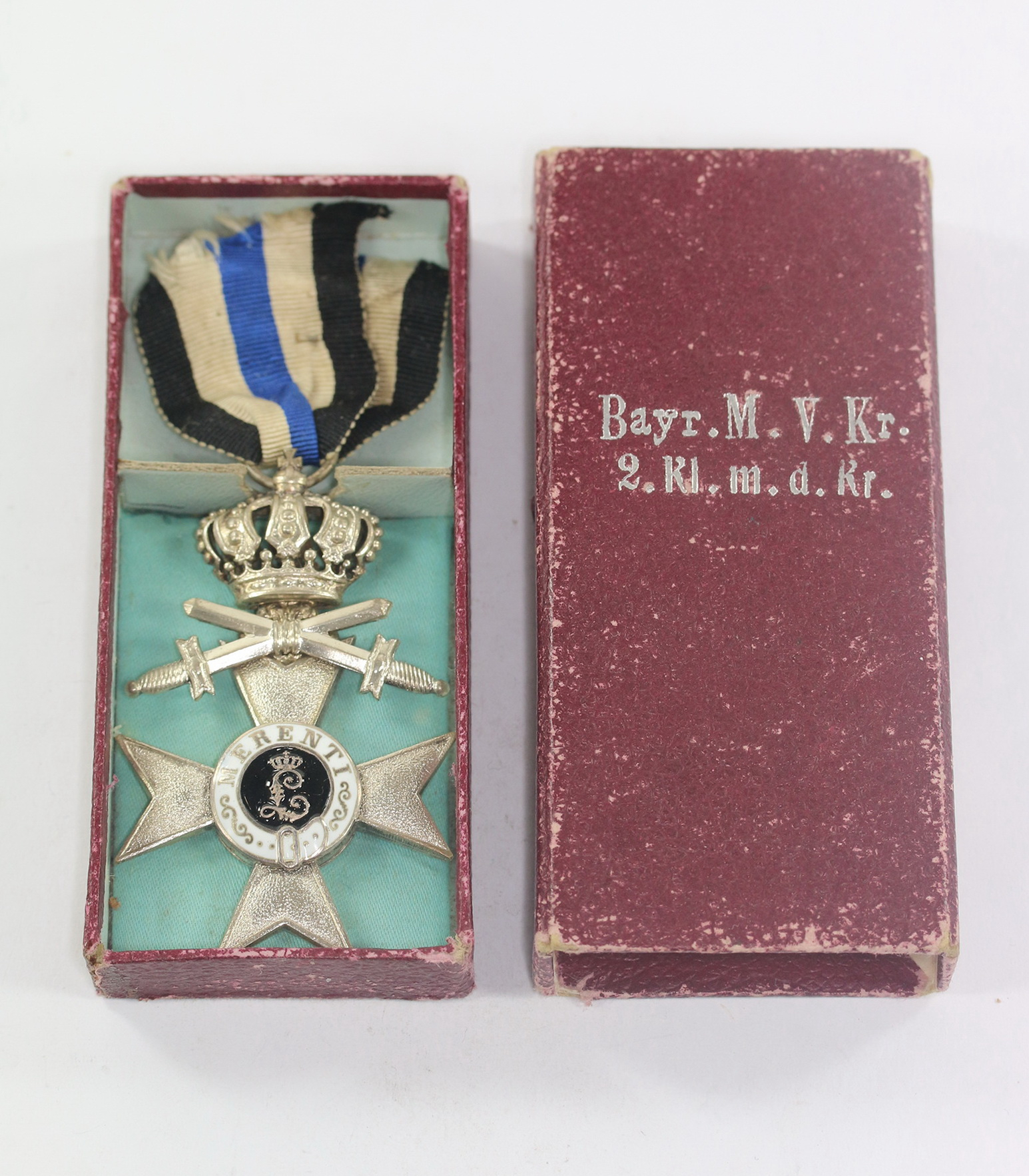 Bayern, Militärverdienstkreuz 2.Klasse mit Krone, Hst, GS, im Etui Gebr. Hemmerle Hoflieferanten München Maximilianstr. 41 – Bild 1
